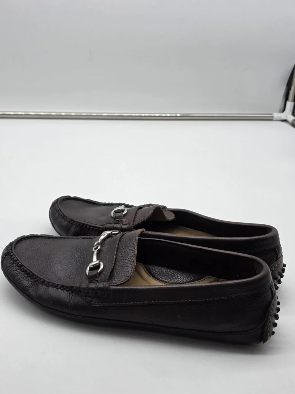Cole Haan Shoes Mens Size 9.5 Brown Leather Bit Driving Casual Damaged Loafers - Picture 5 of 13
